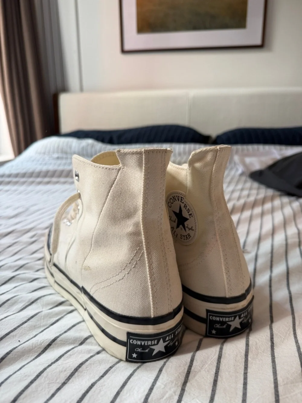 Men’s Converse High Top Sneakers - Cream with Black Trim (M11) - Picture 5 of 8